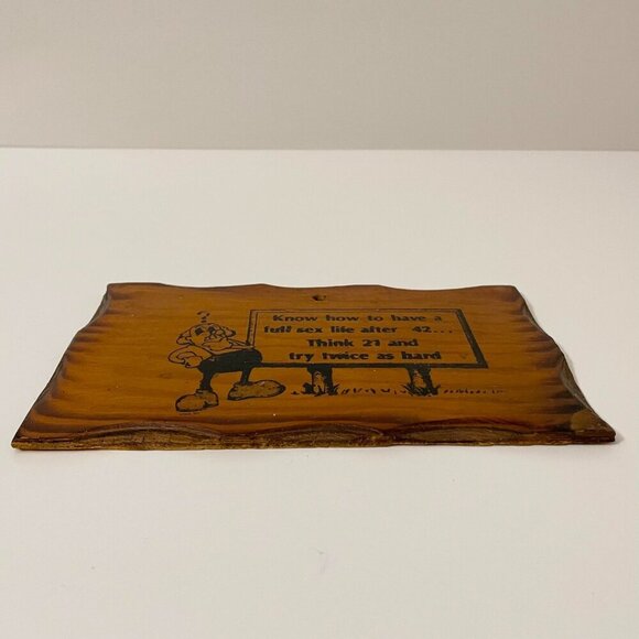 Vintage Wooden Art Bathroom Plaque Joke Sign Made in Canada - Picture 5 of 16